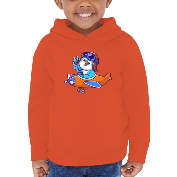 Cute Blue Bird Riding Airplane Hoodie Toddler -Image by Shutterstock, 4 Toddler