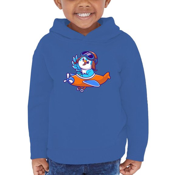 Cute Blue Bird Riding Airplane Hoodie Toddler -Image by Shutterstock, 4 Toddler