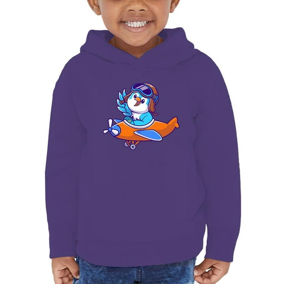 Cute Blue Bird Riding Airplane Hoodie Toddler -Image by Shutterstock, 4 Toddler