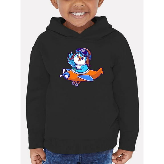 Cute Blue Bird Riding Airplane Hoodie Toddler -Image by Shutterstock,  4 Toddler