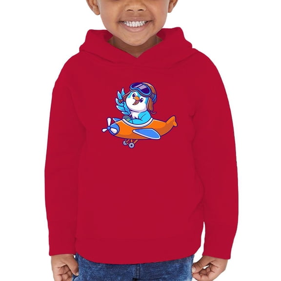 Cute Blue Bird Riding Airplane Hoodie Toddler -Image by Shutterstock,  5 Toddler