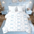 thumbnail image 1 of Erosebridal Cute Blue Bow Bedding Sets, Girls Dreamy Princess Bowknot Bed In A Bag,Geometric Check Bow Tie Twin Comforter Set 7 Piece Watercolor Blue White Bow Bedding Comforter Sets, 1 of 8