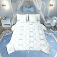 thumbnail image 1 of Cute Blue Bow Bedding Sets,Kawaii Dreamy Princess Bowknot Bed In A Bag,Geometric Check Bow Tie Twin Comforter Set 7 Piece Watercolor Blue White Bow Bedding Comforter Sets, 1 of 6
