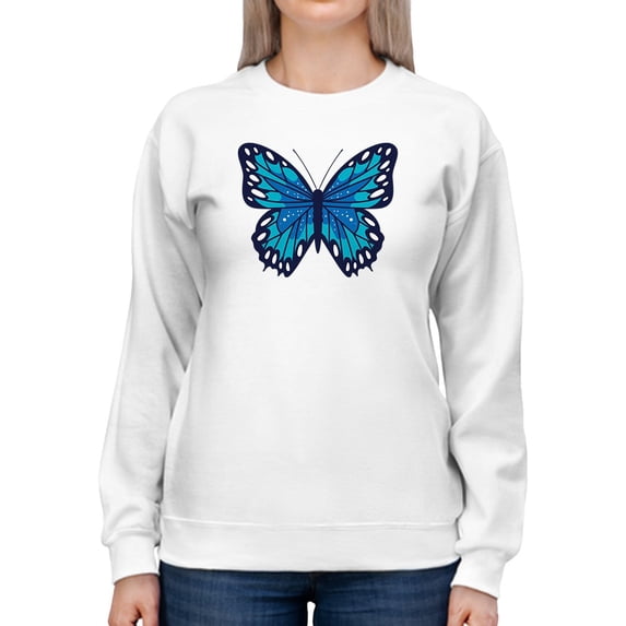 Cute Blue Butterfly. Sweatshirt Women -GoatDeals Designs, Female Small