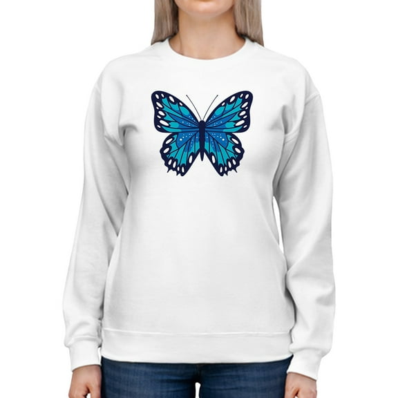 Cute Blue Butterfly. Sweatshirt Women -GoatDeals Designs, Female x-Large