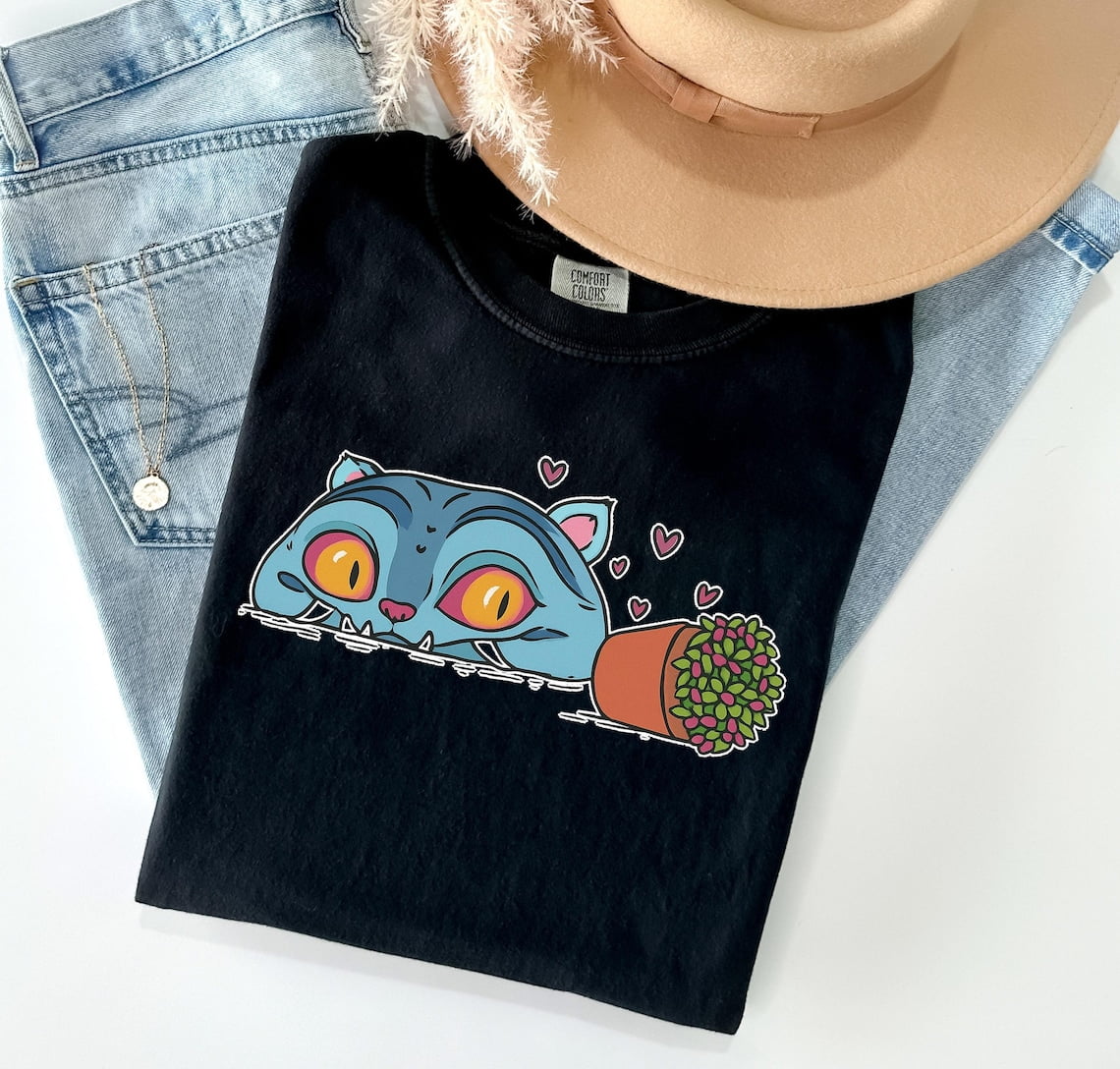 Cute Blue Cat Anime Shirt - Fantasy Creature Tee, Comfort Colors ...