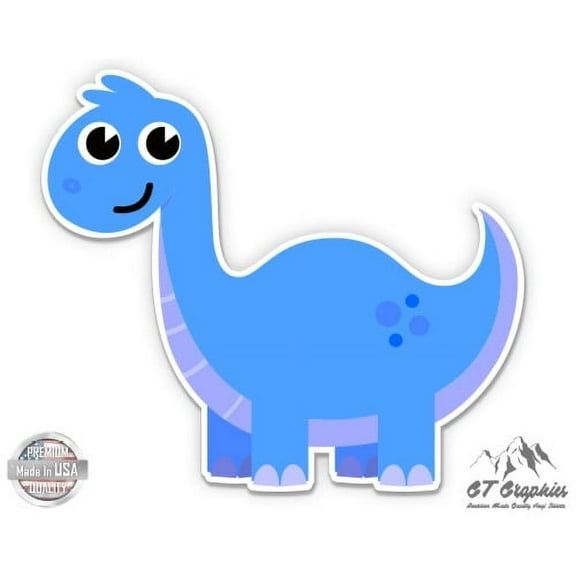 Cute Blue Dinosaur - 3" Vinyl Sticker - For Car Laptop I-Pad Phone Helmet Hard Hat - Waterproof Decal