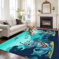thumbnail image 1 of Cute Blue Dinosaur Large Area Rugs 5x8 ft Tree Silhouette Ukulele Mountain Flower Washable Rug Non Slip Indoor Carpet Absorbent Floor Mat for Living Room Bedroom Dining Room, 1 of 9