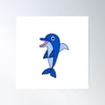 thumbnail image 1 of Cute Blue Dolphin Poster Wall Art, Modern Wall Decor For Living Room Bedroom, 17x17 UNFRAMED, 1 of 3