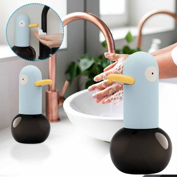 Cute Blue Ducks Automatic Soap Dispenser, Touchless Infrared Sensor Battery Powered for Bathroom Kitchen, Hands Free Liquid Dispenser