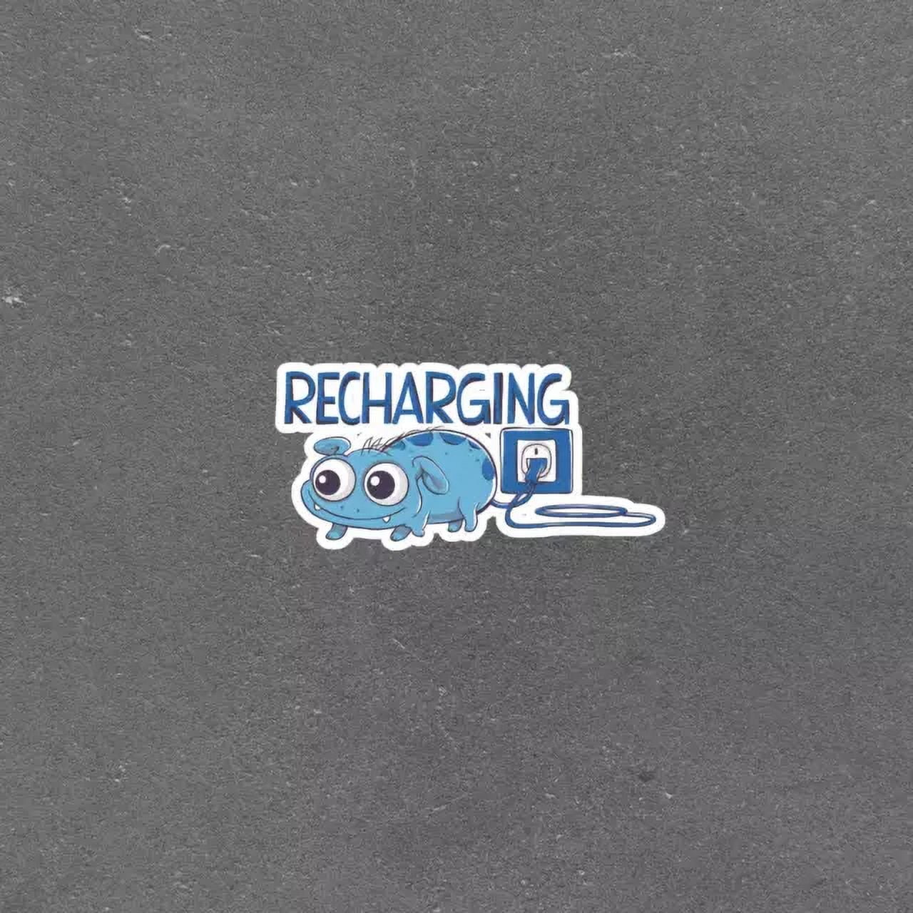 Cute Blue Electric Recharging Cartoon Sticker For Laptops Phones ...