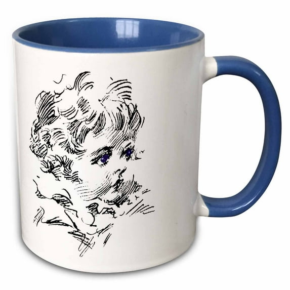 Cute Blue Eyed Child 11oz Two-Tone Blue Mug mug-165400-6