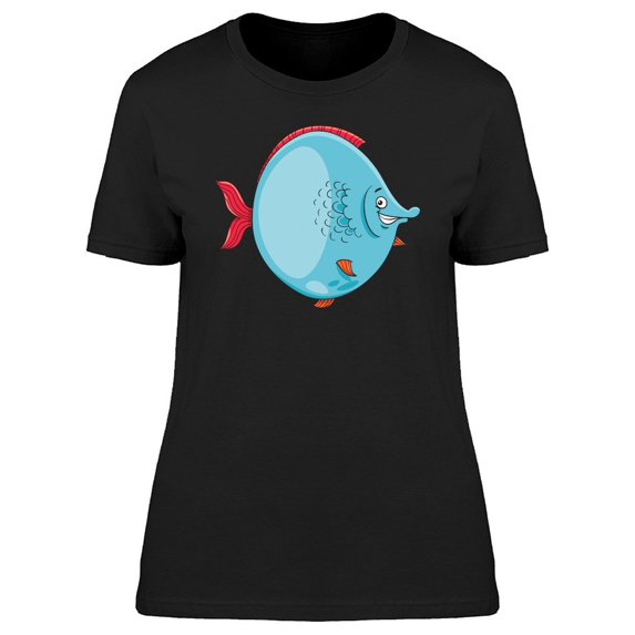Cute Blue Fish Doodle Cartoon Tee Women's -Image by Shutterstock