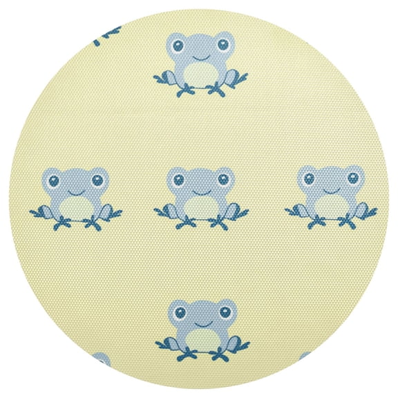 Cute Blue Frogs PVC Round Grid Placemat Table Mat 1 Pc 15.4" x 15.4"