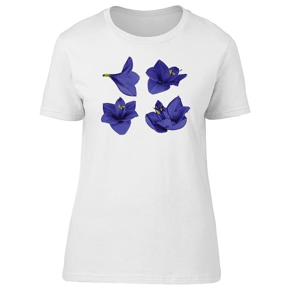 Cute Blue Gippeastrum Flowers T-Shirt Women -Image by Shutterstock, Female XX-Large