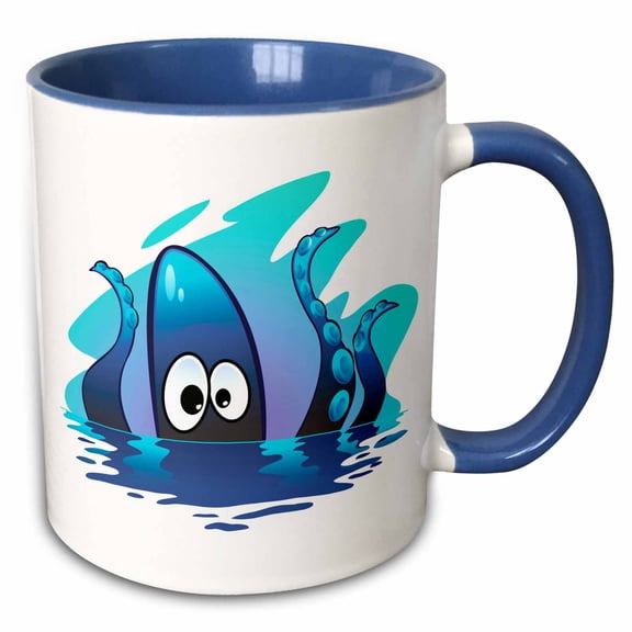 3drose, Cute Blue Octopus, 15oz Two-tone Blue Mug