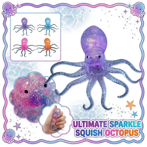 Cute Blue Octopus Sensory Toy - Translucent Ocean-Themed for Desk Decor & Casual Play