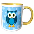 thumbnail image 1 of 3drose, Cute Blue Owl on Light Blue Background, 11oz Two-tone Yellow Mug, 1 of 6