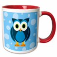 thumbnail image 1 of 3drose, Cute Blue Owl on Light Blue Background, 15oz Two-tone Red Mug, 1 of 6