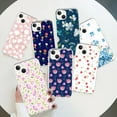 Cute Blue Pink Red Flowers Pattern Phone Case For iPhone 15 14 Pro Max