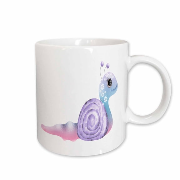 3drose, Cute Blue, Purple, and Pink Image of Gradient Flowered Snail, 11oz Mug