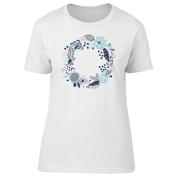 Cute Blue Retro Floral Frame Tee Women's -Image by Shutterstock