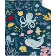 thumbnail image 1 of Cute Blue Sea Creatures Octopus Whale Flannel Blanket for Autumn Winter Gifts Warm Cozy Soft Funny Print Throw for Bed Couch Sofa 50\u201d×40\u201d Small for Kid, 1 of 6