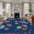 thumbnail image 1 of Cute Blue Space Area Rugs 6'x9', Washable Small Throw Rugs for Kitchen Dining room, Star Cartoon Spaceship Planet Indoor Outdoor Rug Non-Slip Low Pile Carpet Runner Reversible Floor Mats, 1 of 8