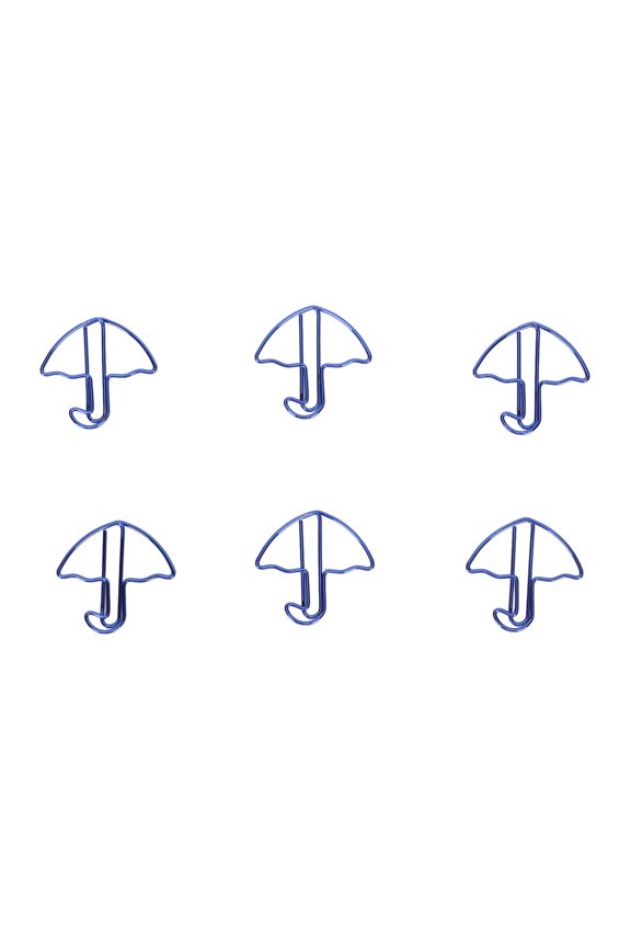 Cute Blue Umbrella Shaped Paper Clips Colorfast Metal Wire Memo Clamping Clips / 0.39 x 1.18 Inches / 1.0 x 3.0 cm, Pack of 50