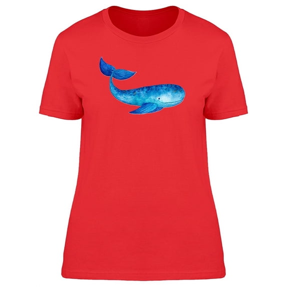 Cute Blue Whale In Watercolor T-Shirt Women -Image by Shutterstock, Female Small