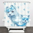thumbnail image 1 of Cute Blue & White Dog Design Shower Curtain - Fun Dogs with Sunglasses for Dog Lovers, 1 of 5