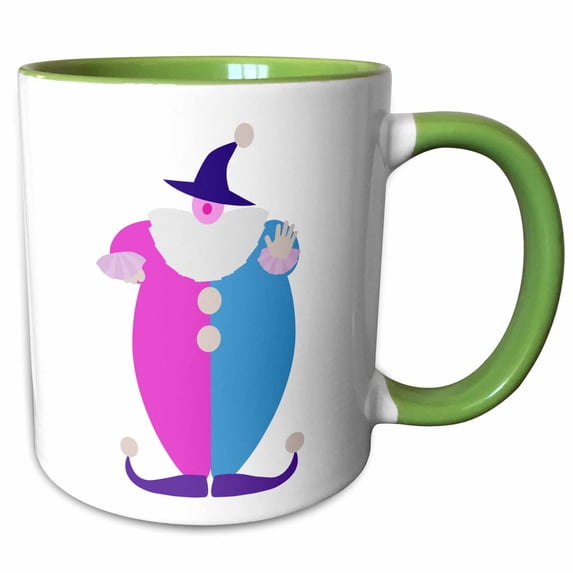 Cute Blue and Pink Clown Illustration 11oz Two-Tone Green Mug mug-211072-7
