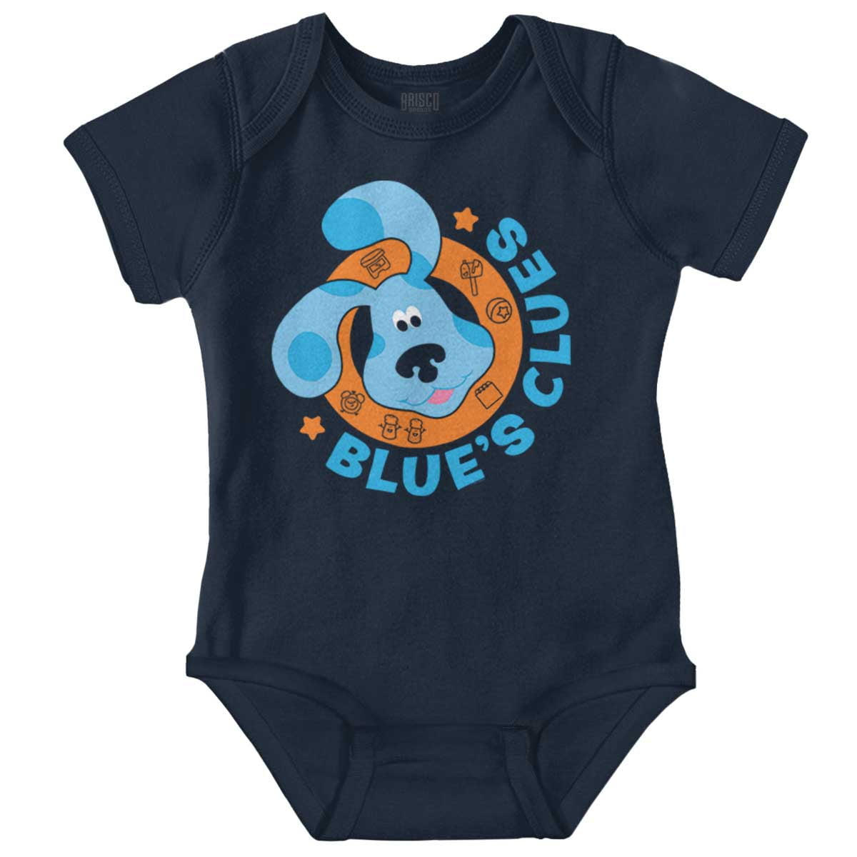 Claire & Charlie Baby Boys Blue Striped Knit Romper- Dog in Pocket main image 0