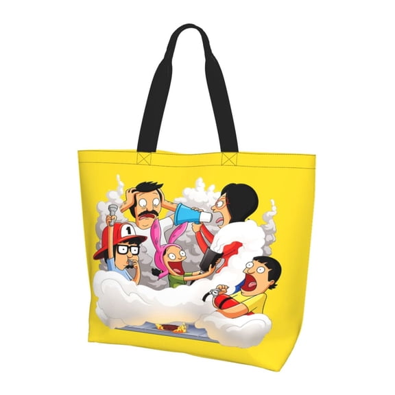 Cute Bob'S Burgers (31) Extra Large Canvas Tote Bag For Gym Beach Travel Reusable Grocery Shopping Cartoon Portable Storage Bags