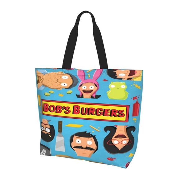 Cute Bob'S Burgers (36) Extra Large Canvas Tote Bag For Gym Beach Travel Reusable Grocery Shopping Cartoon Portable Storage Bags