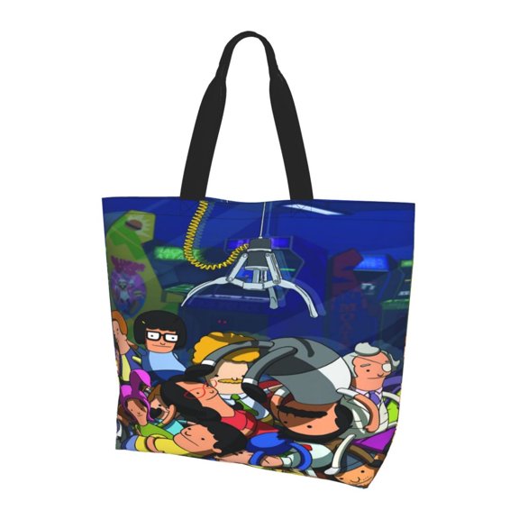 Cute Bob'S Burgers (38) Extra Large Canvas Tote Bag For Gym Beach Travel Reusable Grocery Shopping Cartoon Portable Storage Bags