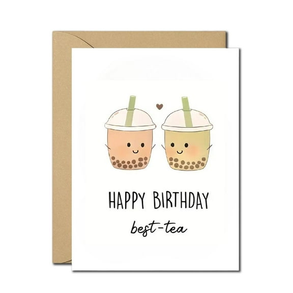 Cute Boba Tea Birthday Card - Blank Inside with Eco-Friendly Envelope  Perfect for Friends and Loved Ones