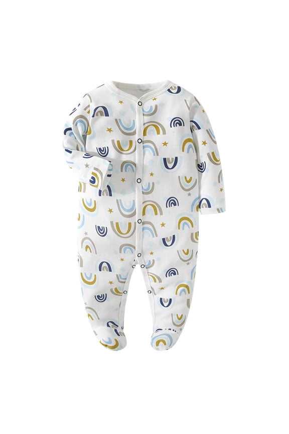 Cute Bodysuits For Baby Toddler Boys Girls Cotton Cartoon Print Rompers Footed Pajamas Zipper Long Sleeve Sleeper Jumpsuit ,9M(6-9 Months),Blue
