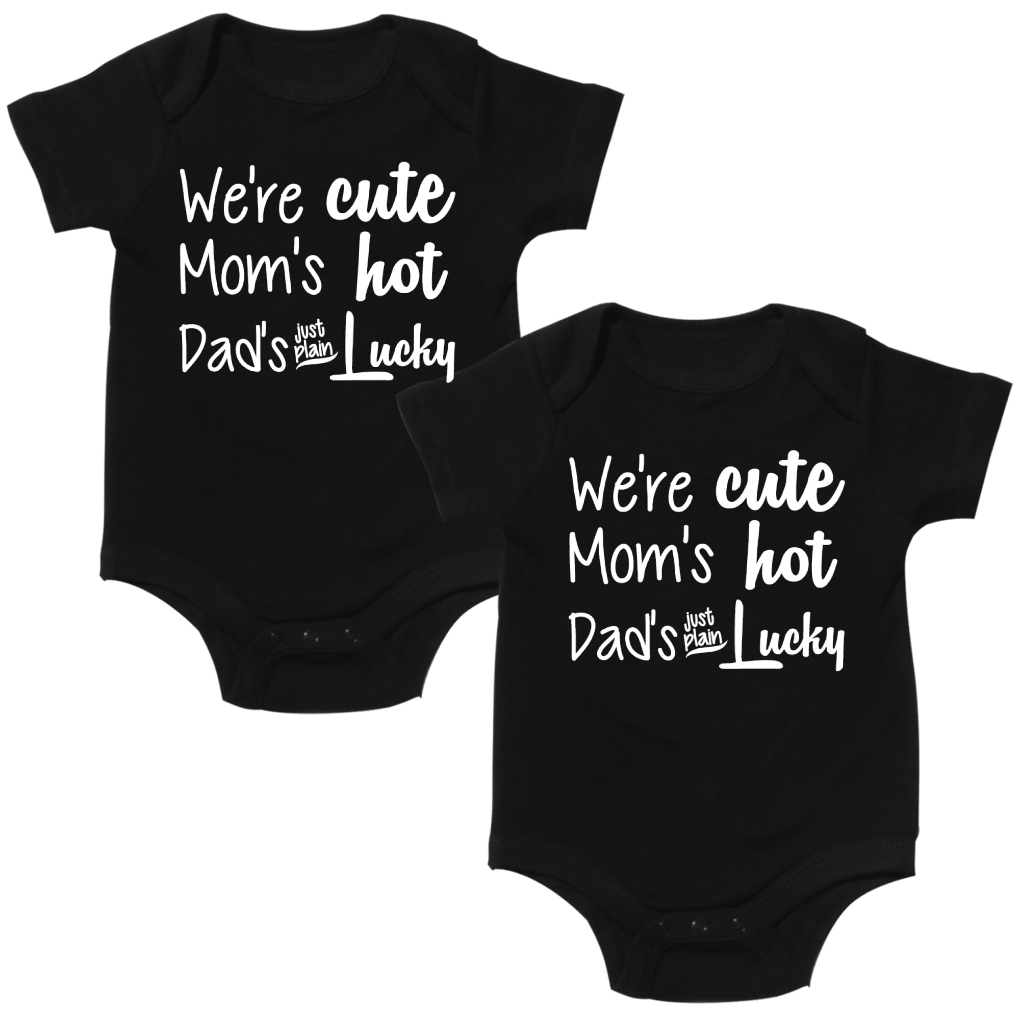 Cute Bodysuits for Twin Boy and Girl, Includes 2 Bodysuits, 6-12 Month Dad  is Lucky
