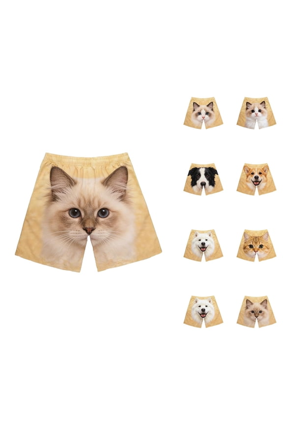 Cute Bog Cat Print Shorts for Men Women Summer Casual Lightweight Elastic Waist Loose Novelty Graphic Shorts