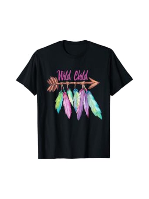 Cute Bohemian Wild Boho Child with Love Arrow Feathers Gift T-Shirt