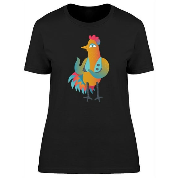 Cute Boho Colorful Rooster T-Shirt Women -Image by Shutterstock, Female XX-Large