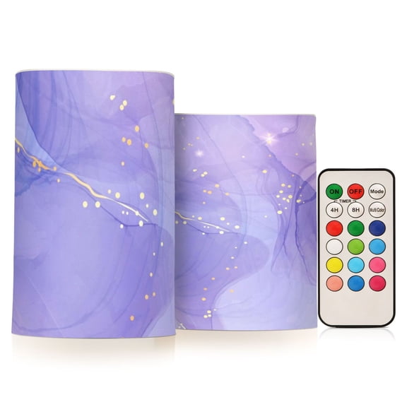 Cute Boho Flickering Flameless Candles Battery Operated with Remote Timer LED Pillar Candles Set of 2