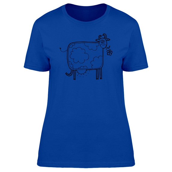 Cute Boho Floral Cow Doodle Tee Women's -Image by Shutterstock