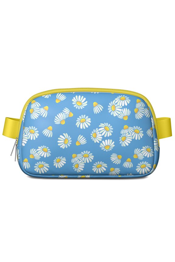 Cute Boho Flower Waist Bag – Daisy Print Fanny Pack with Yellow & White Bloom Vibe, Retro Spring & Summer Style