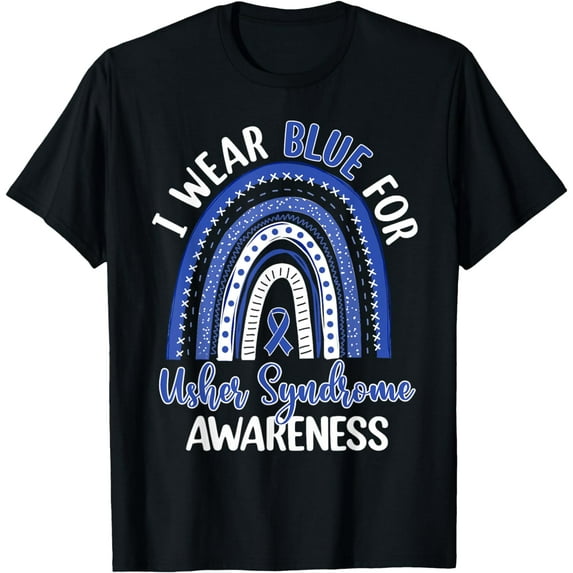 Cute Boho Rainbow I Wear Blue For Usher Syndrome, Awareness T-Shirt mens t rt men,black,women,misfits,journey ,boys