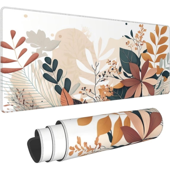 Cute Boho Style Flowers Extended Big Mouse Pad Large,XL Gaming Mouse Pad Desk Pad,31.5x11.8inch Long Computer Keyboard Mouse Mat Mousepad with 3mm Non-Slip Base and Stitched Edge for Home Office Work