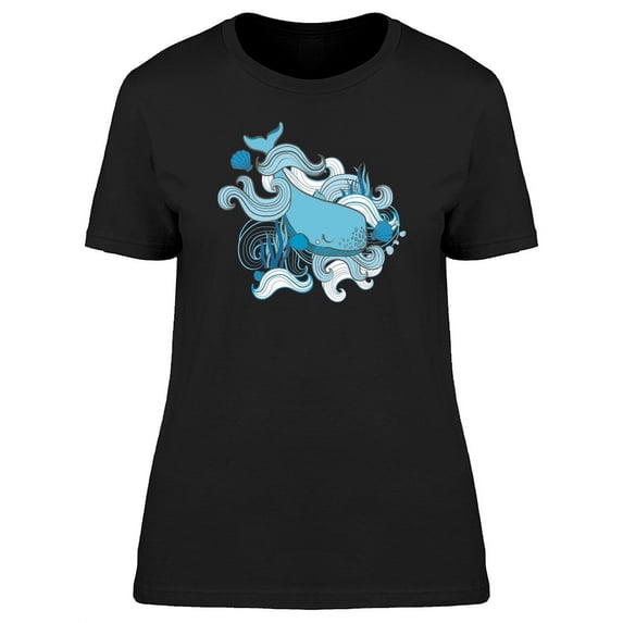 Cute Boho Whale Cartoon T-Shirt Women -Image by Shutterstock, Female x-Large