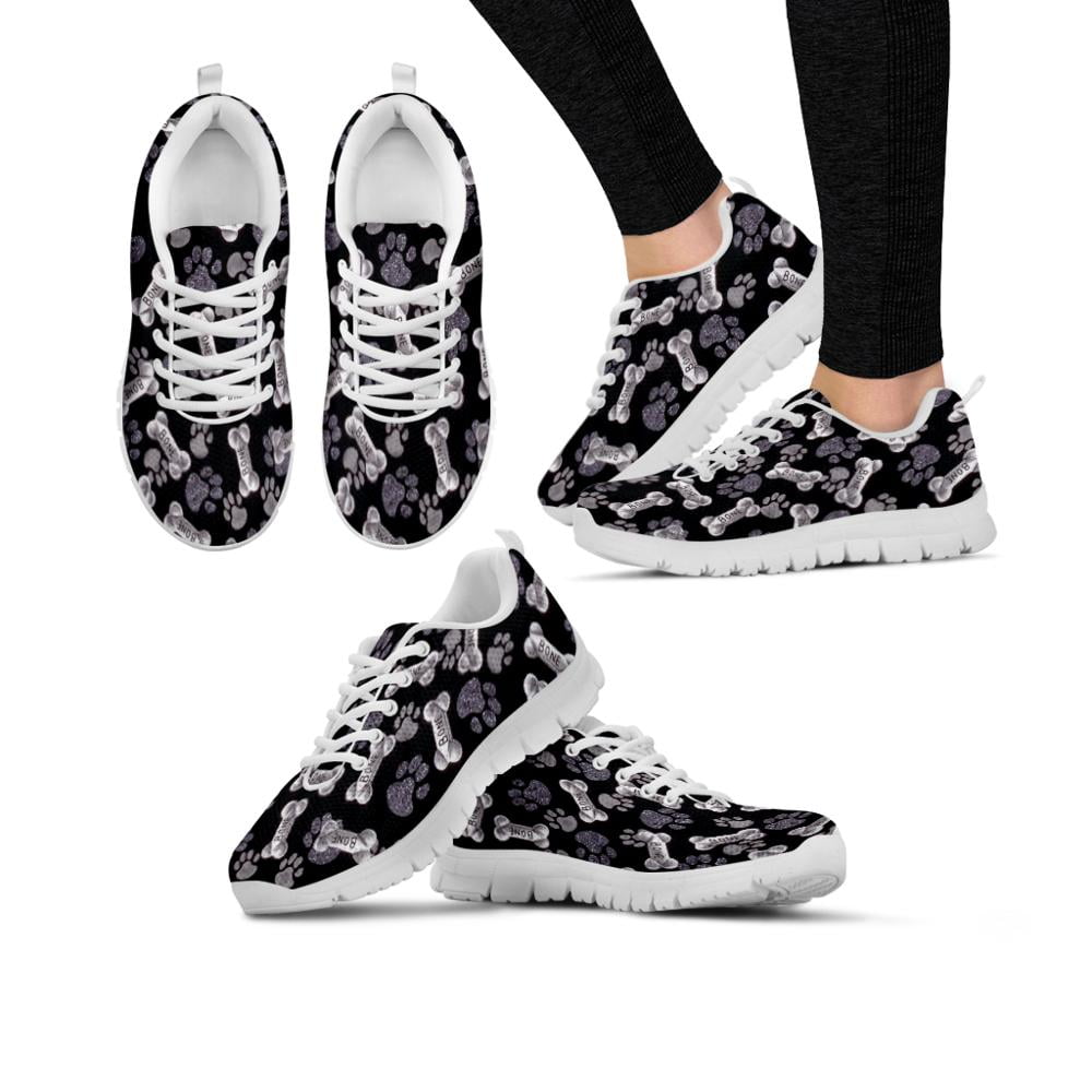 Cute Bone and Paw Print Shoes Women Luxury Brand Autumn Ladies Shoes Breathable Lace Up Casual Flats Shoes Sneakers Walmart