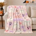 thumbnail image 1 of Cute Boo Buddies Cartoon Ghosts Mugs Envelopes Pink, Festive Halloween Scene, Warm Flannel Blanket for Living Room and Family Room, Art Lovers Halloween Gift, Festive Home Decor, 1 of 9